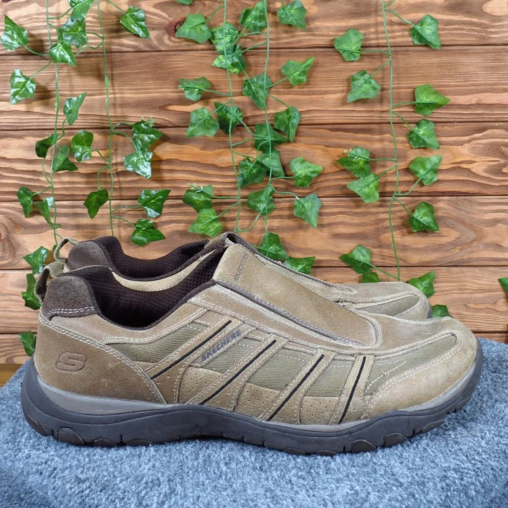 Skechers Mens Slip-On Walking Shoes Size 13 Brown Suede Leather Comfort‎ Casual